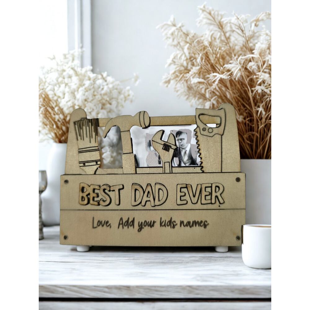 Wooden Laser cut engraved toolbox for fathers day. Handmade